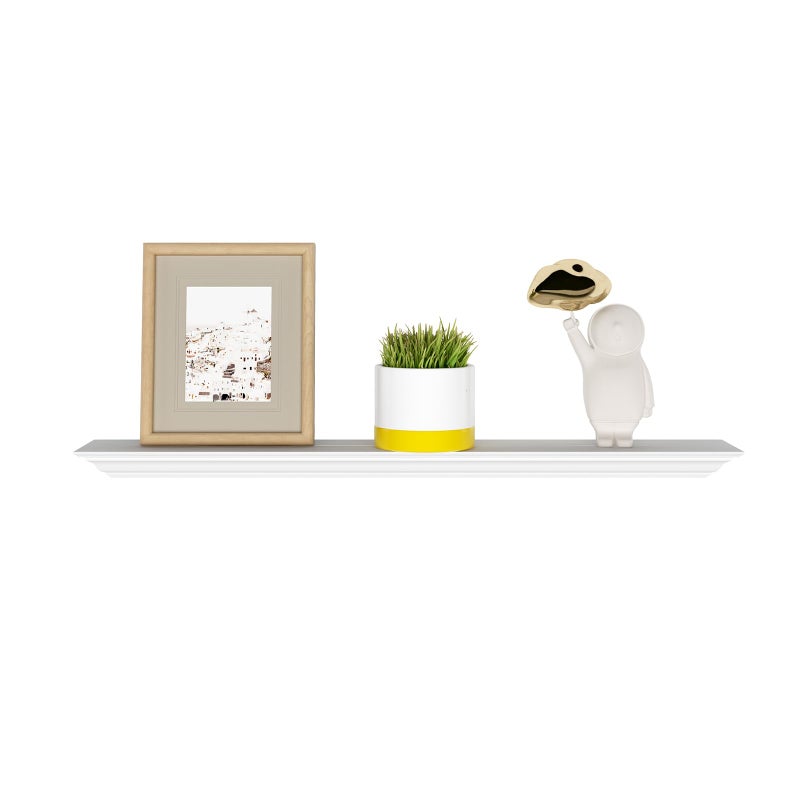 WELLAND 36 Inch Solid Pine Wood Floating Shelves Wall Mounted,Corona Crown Molding Floating Wall Display Shelf,White Finished. - Image 1